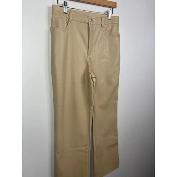 NWT Cami NYC Hanie Vegan Leather Back Pocket Straight Leg Ankle Tan Pant